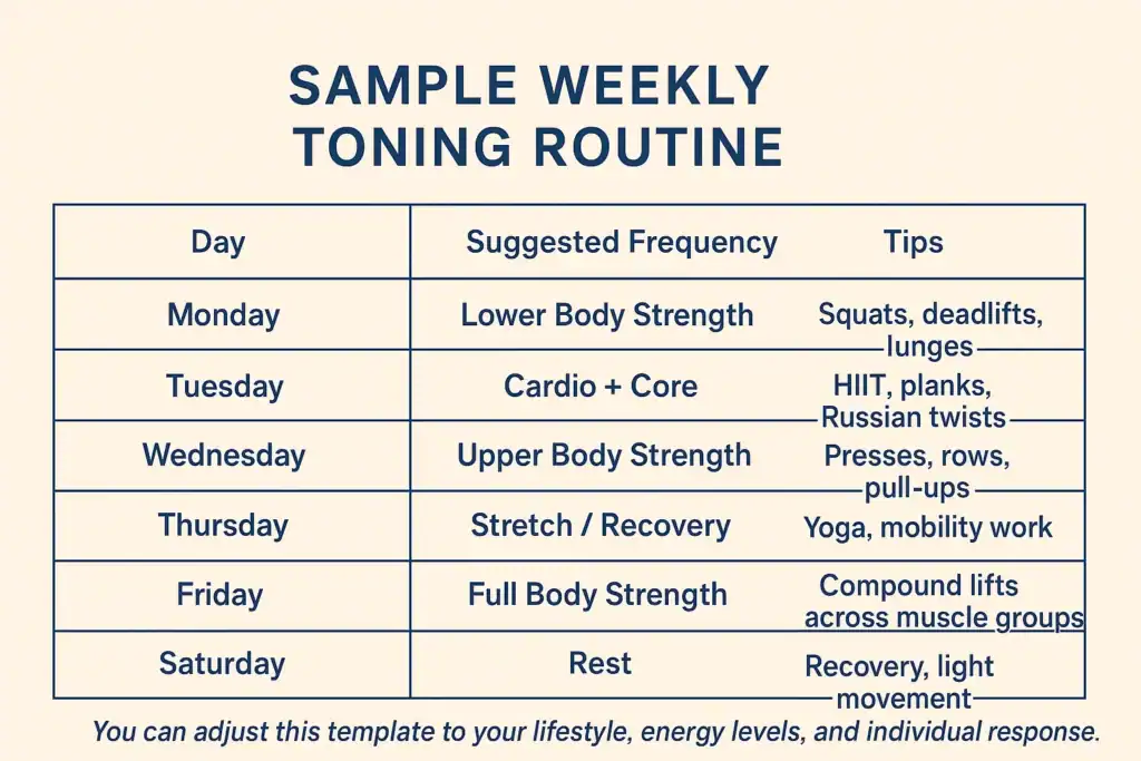 Achieving the Perfect Tone: How Often Should You Exercise for Results? 4 Weekly exercise Yorkshire plan graphic