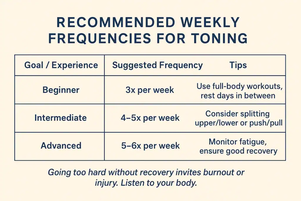 Achieving the Perfect Tone: How Often Should You Exercise for Results? 2 Graphic to show how often you should do exercise to help with toning Yorkshire