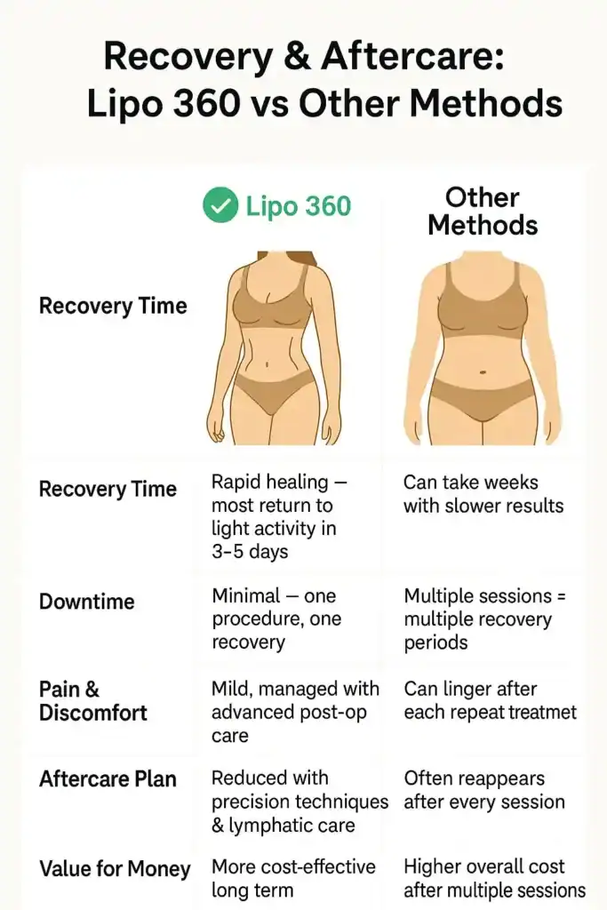 Recovery and Aftercare for Fat-Dissolving Surgery 2 Table to show fat dissolving injection aftercare Yorkshire