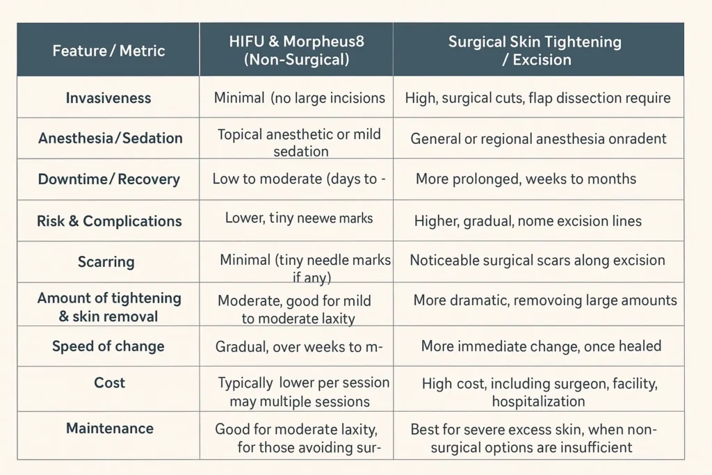 The Science of Skin Tightening 2 Table of skin tightening Yorkshire benefits compared to surgical options
